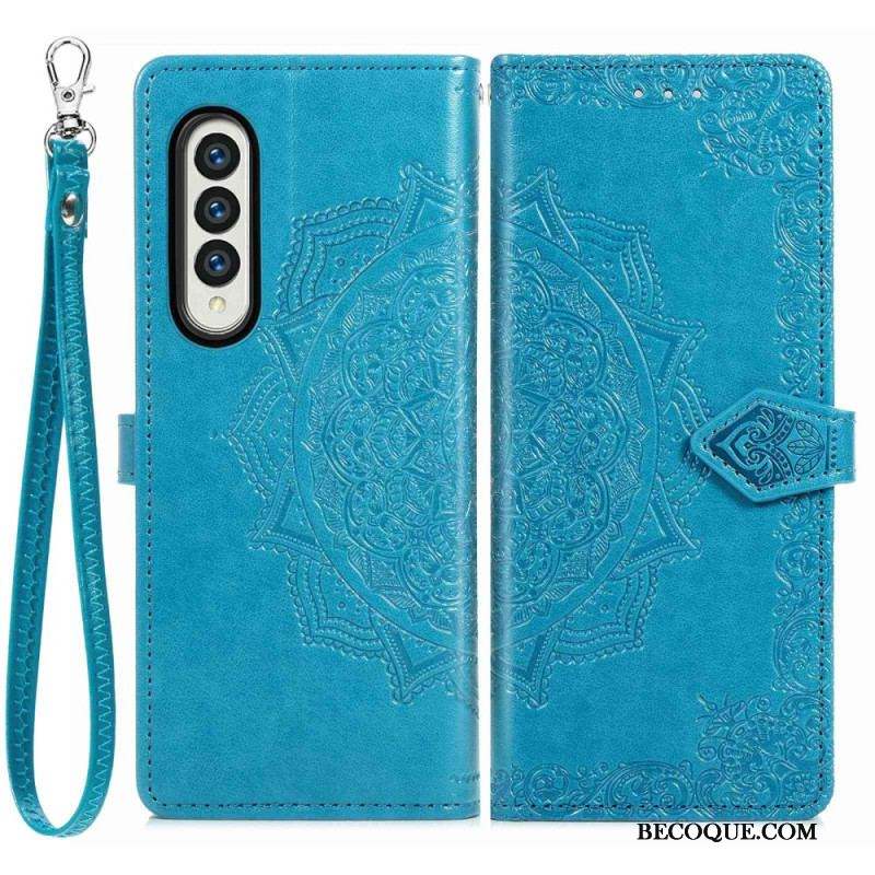 Housse Samsung Galaxy Z Fold 4 Mandala Moyen Âge à Lanière