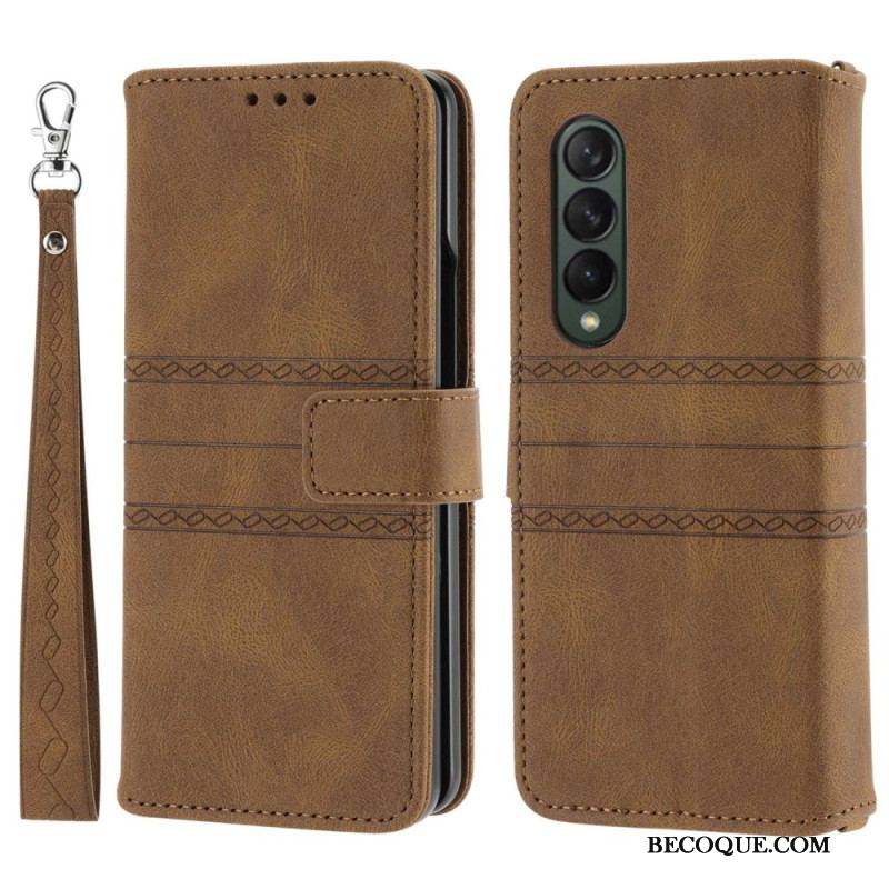 Housse Samsung Galaxy Z Fold 4 Simili Cuir Belt Motif