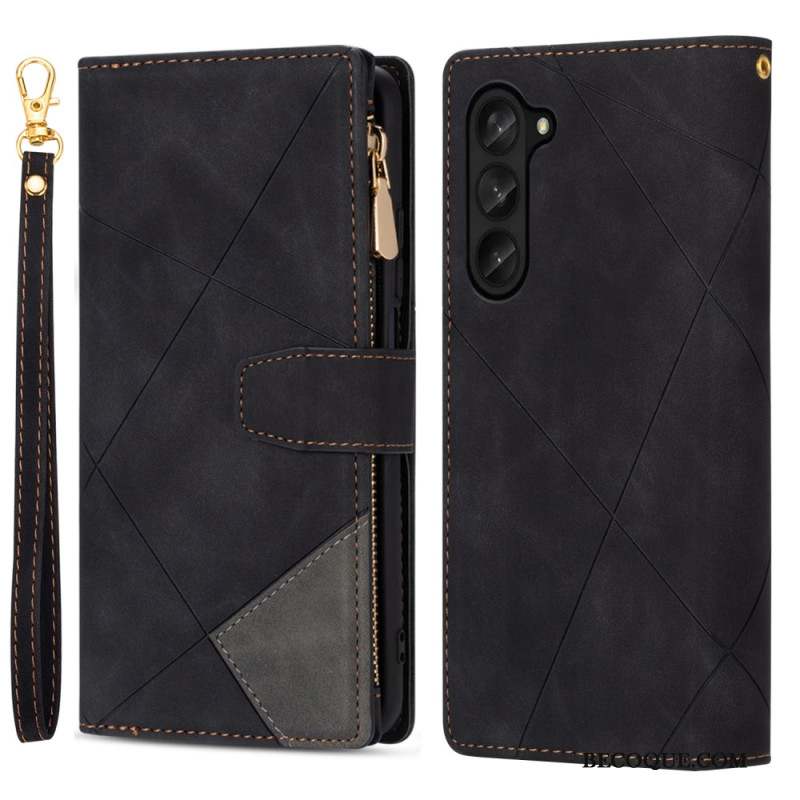 Housse Samsung Galaxy Z Fold 5 Porte-Monnaie avec Lanière