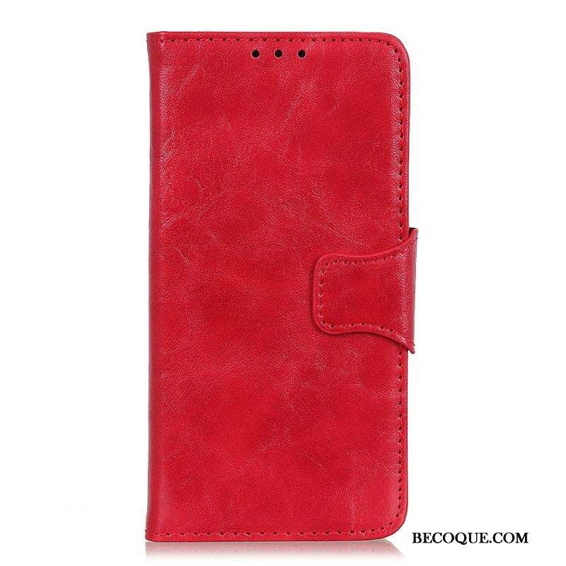 Housse Sony Xperia 1 IV Cuir Fendu Fermoir Vintage