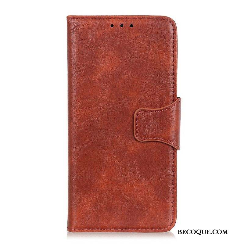 Housse Sony Xperia 1 IV Cuir Fendu Fermoir Vintage