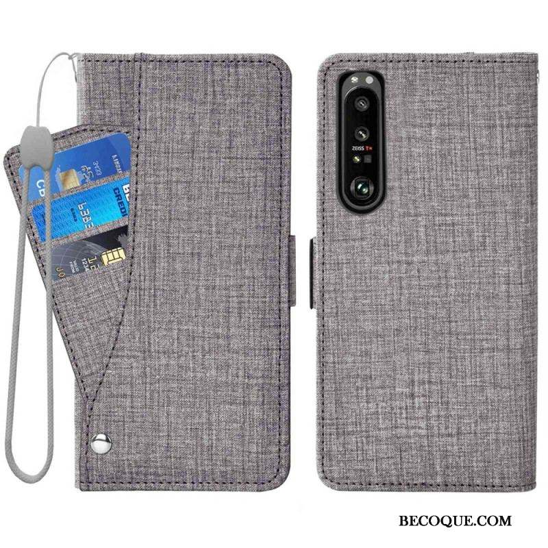 Housse Sony Xperia 1 IV Jeans avec Porte-Cartes Rotatif