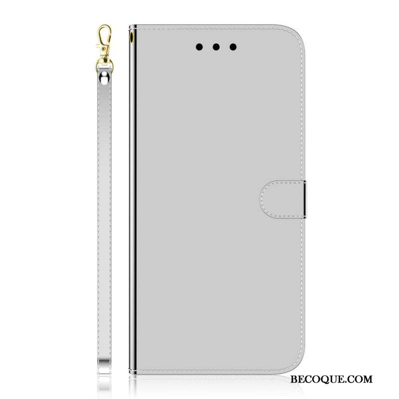 Housse Sony Xperia 1 IV Simili Cuir Miroir à Lanière