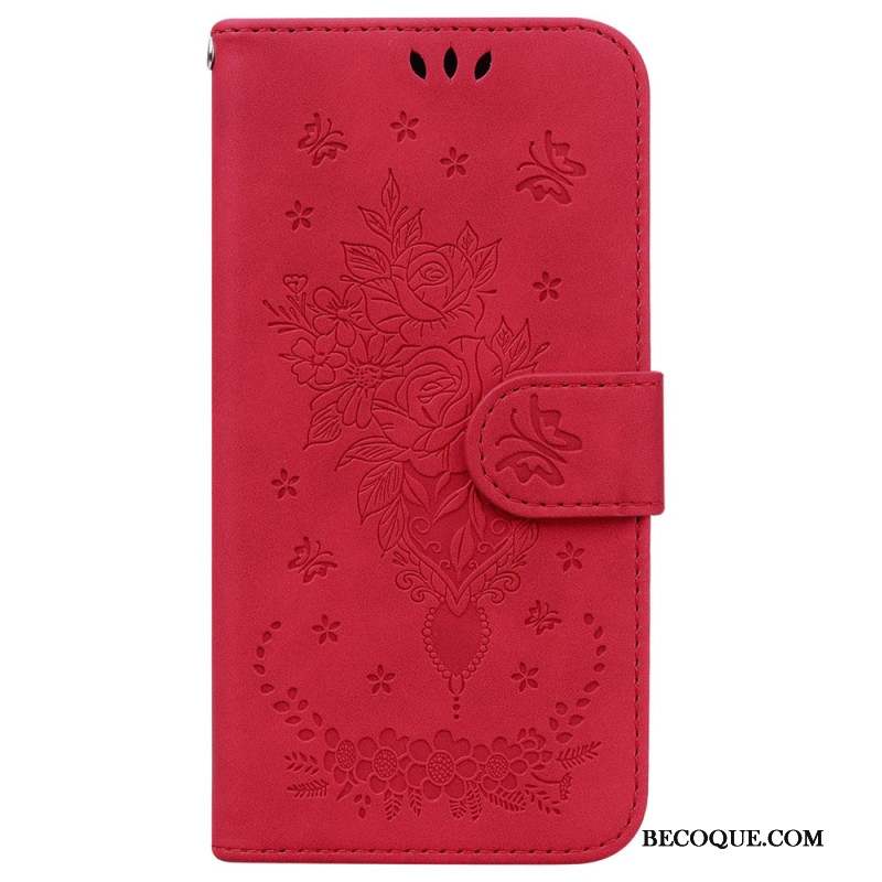 Housse Sony Xperia 10 VI Motif Roses à Lanière