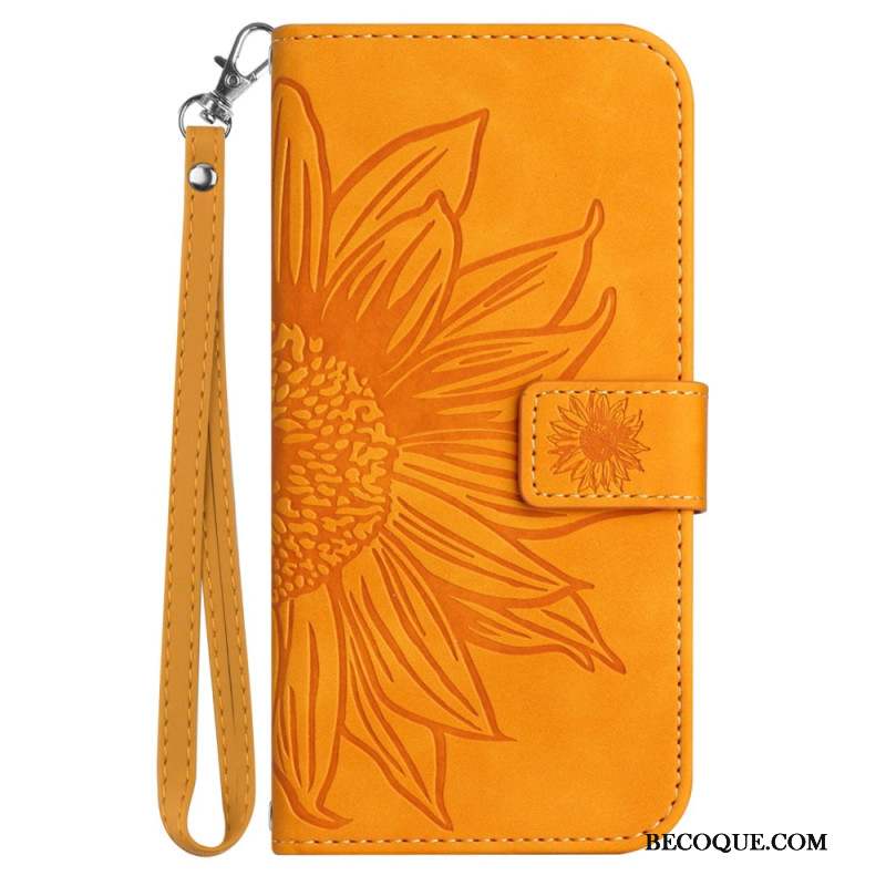 Housse Sony Xperia 10 VI Motif Tournesol à Lanière