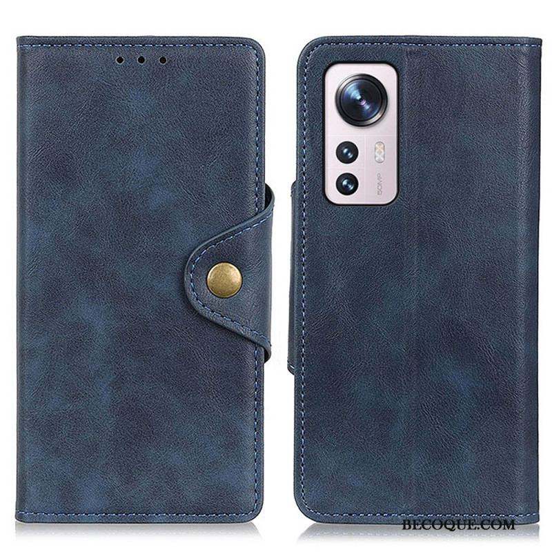 Housse Xiaomi 12 Pro Simili Cuir Vintage et Bouton