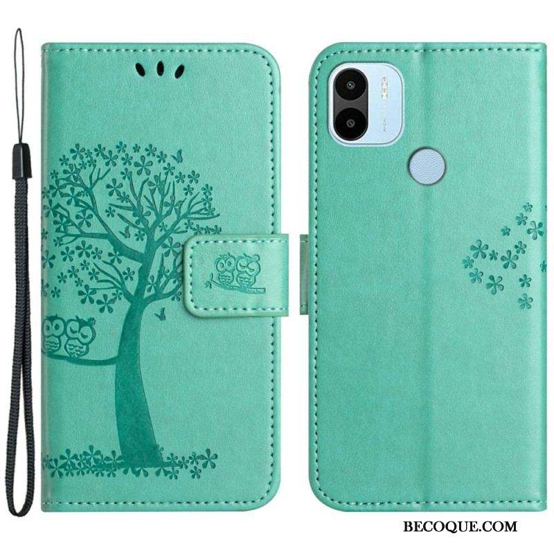 Housse Xiaomi Redmi A1 Arbre et Hiboux à Lanière