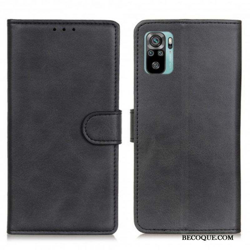 Housse Xiaomi Redmi Note 10/10S/Poco M5s Effet Cuir Mat Rétro