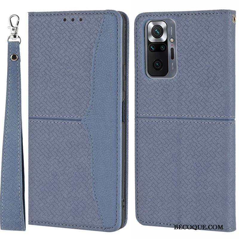 Housse Xiaomi Redmi Note 10 Pro Style Cuir Tissée à Lanière