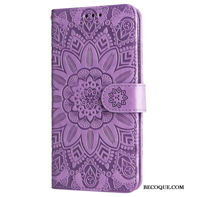 Housse Xiaomi Redmi Note 13 4G Fleur Mandala à Lanière