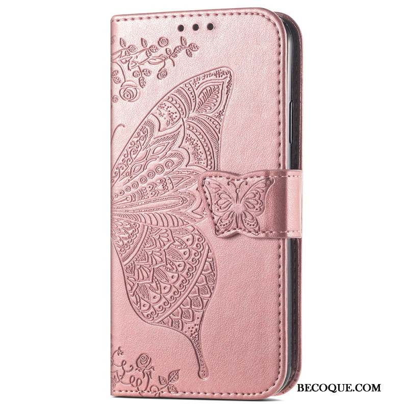 Housse Xiaomi Redmi Note 13 5G Papillon Baroque à Lanière