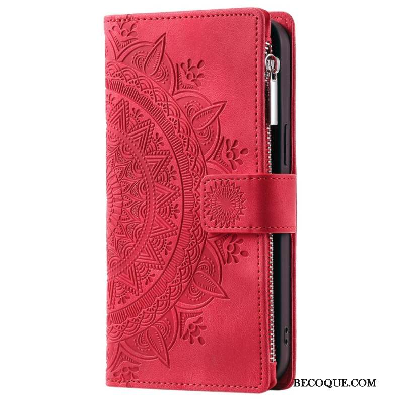 Housse Xiaomi Redmi Note 13 5G Portefeuille Effet Cuir Mandala à Lanière