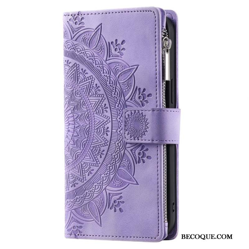 Housse Xiaomi Redmi Note 13 5G Portefeuille Effet Cuir Mandala à Lanière