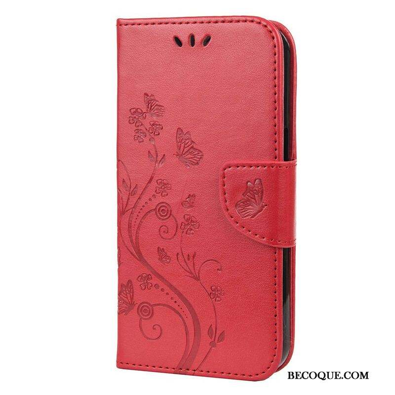 Housse iPhone 13 Mini Florale à Lanière