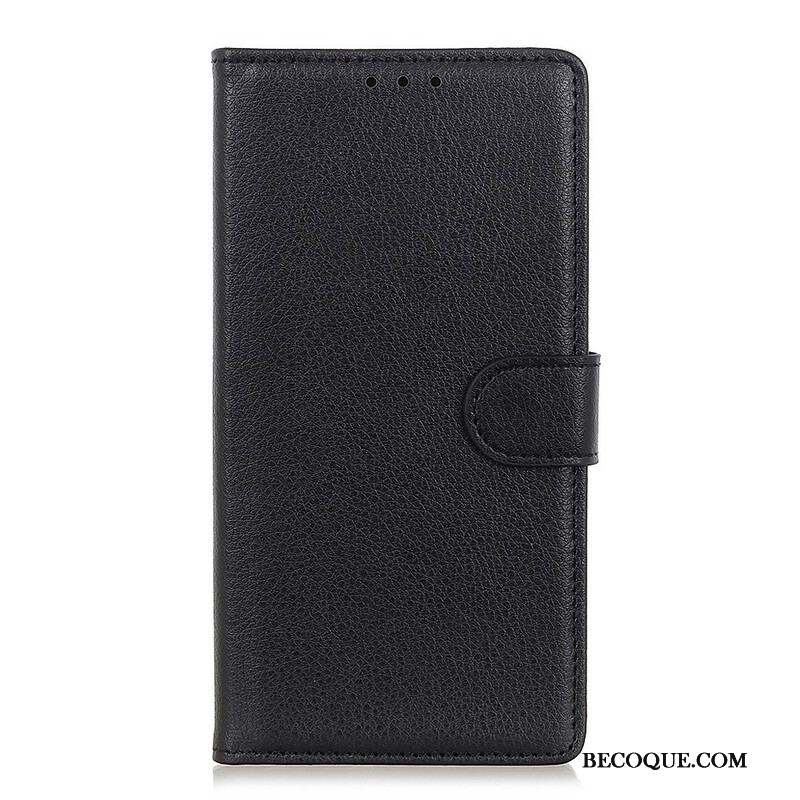 Housse iPhone 13 Mini Simili Cuir Litchi Traditionnel