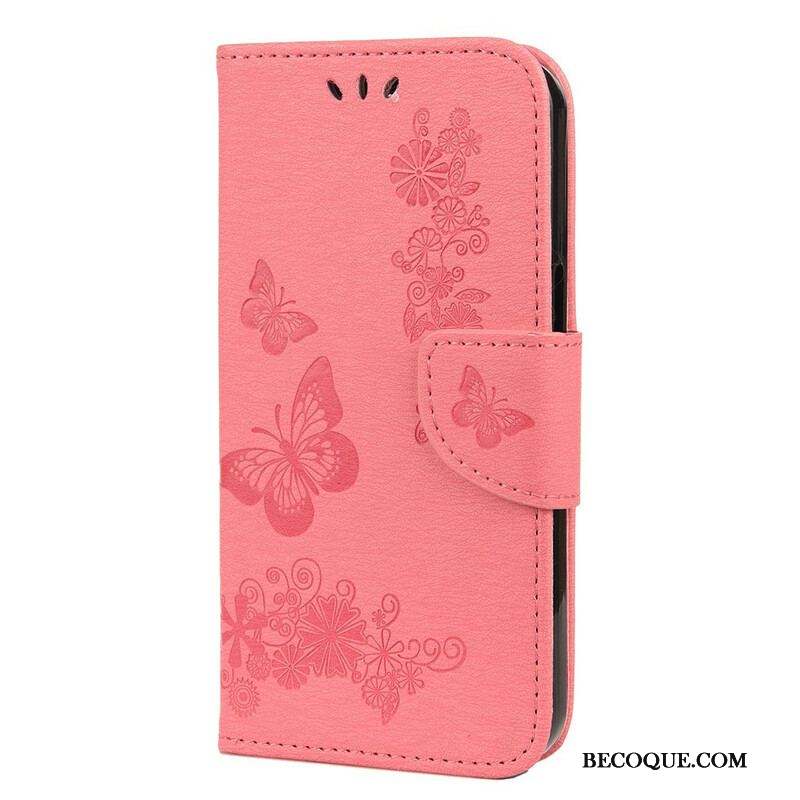 Housse iPhone 13 Mini Splendides Papillons à Lanière