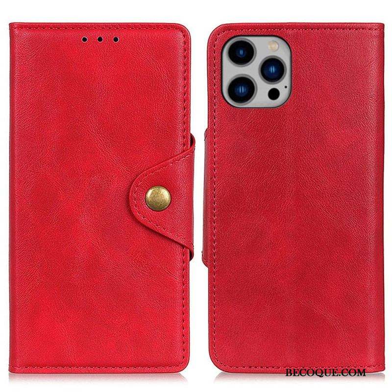 Housse iPhone 14 Plus Simili Cuir Bouton