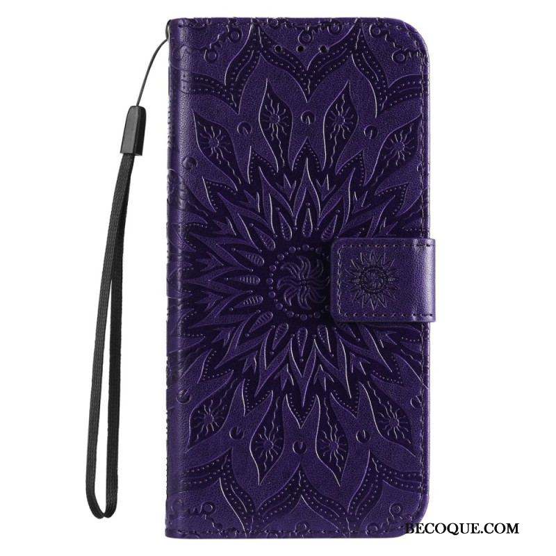 Housse iPhone 14 Pro Max Mandala Soleil avec Lanière