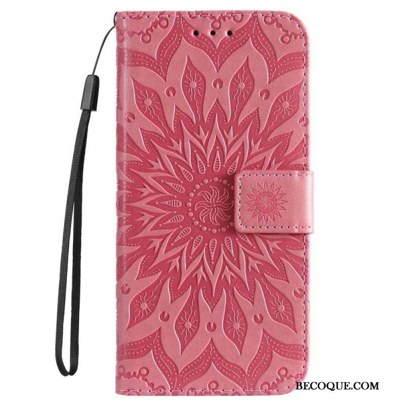 Housse iPhone 14 Pro Max Mandala Soleil avec Lanière