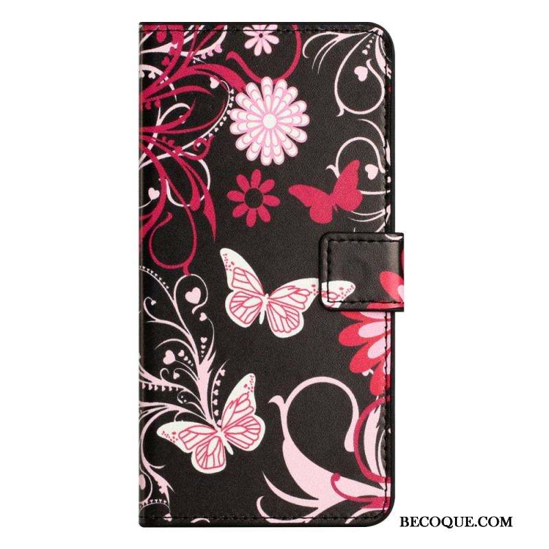 Housse iPhone 14 Pro Papillons Noirs et Blancs