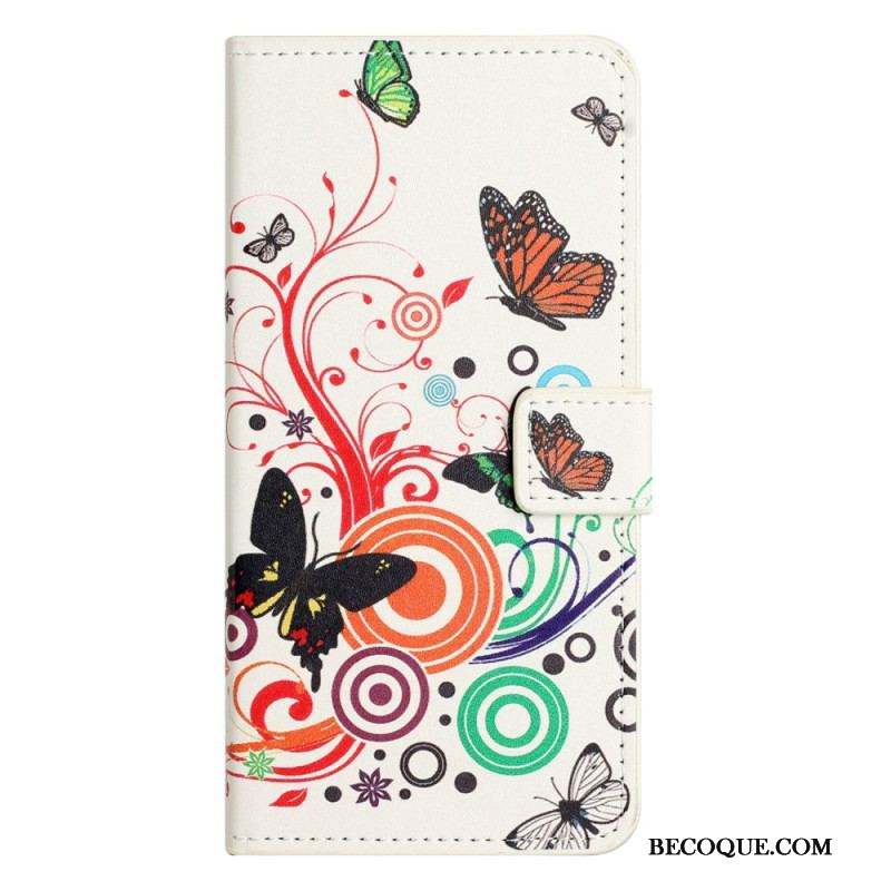 Housse iPhone 14 Pro Papillons Noirs et Blancs