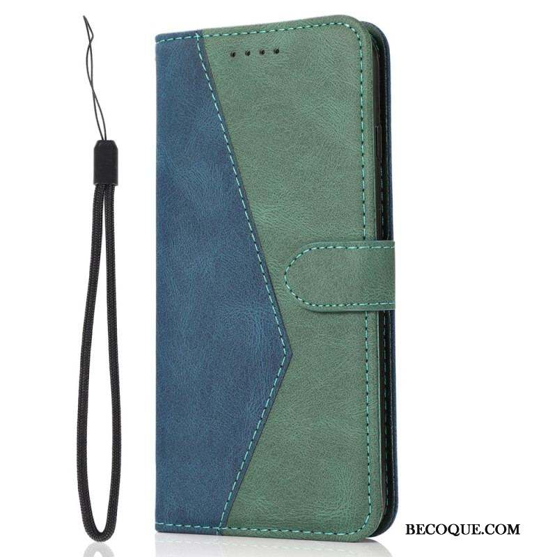 Housse iPhone 14 Texture Cuir Bicolore