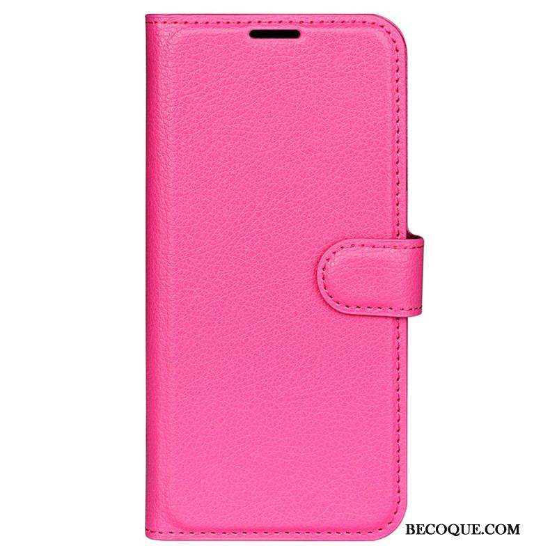 Housse iPhone 15 Plus Simili Cuir Litchi Classique