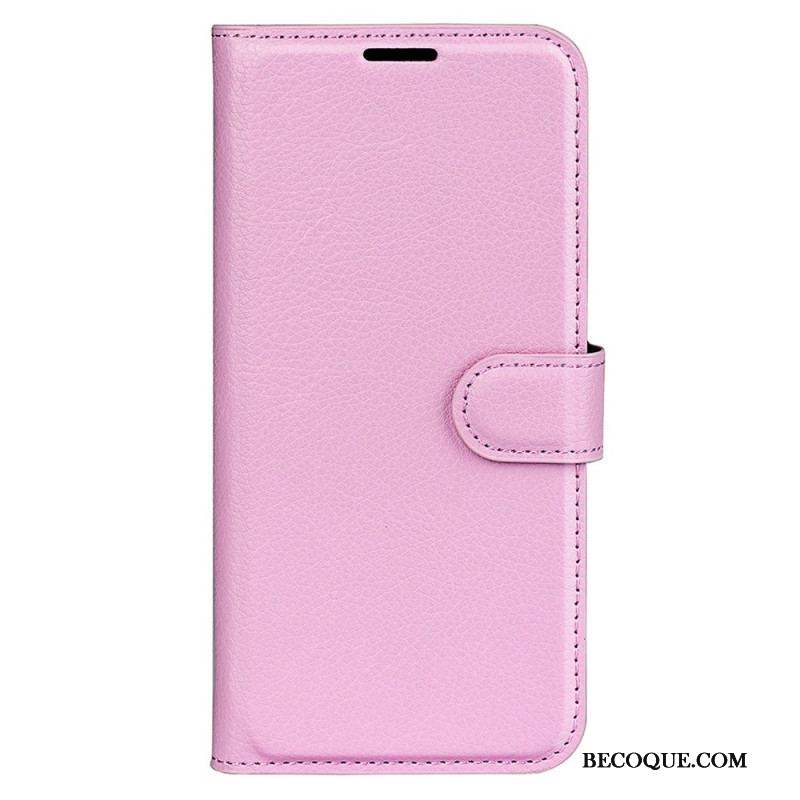 Housse iPhone 15 Plus Simili Cuir Litchi Classique