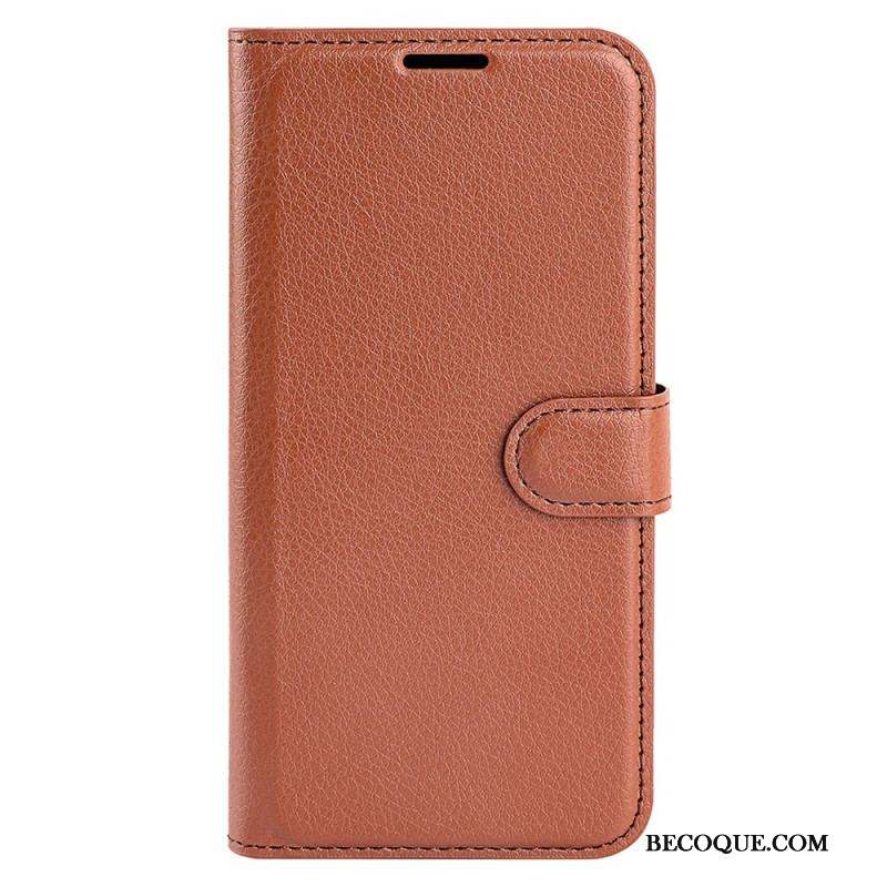 Housse iPhone 15 Simili Cuir Litchi Classique