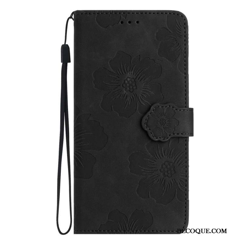 Housse iPhone 16 Motif Floral à Lanière