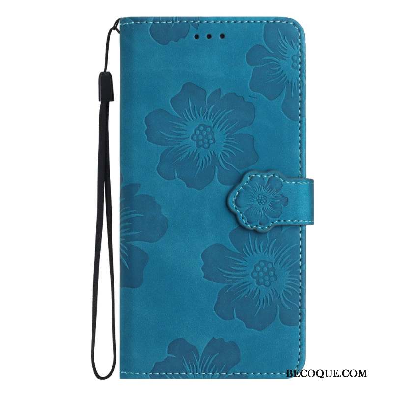 Housse iPhone 16 Motif Floral à Lanière