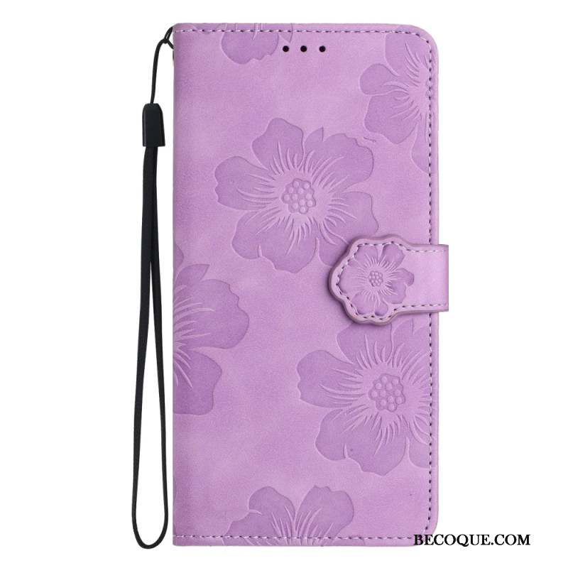 Housse iPhone 16 Motif Floral à Lanière