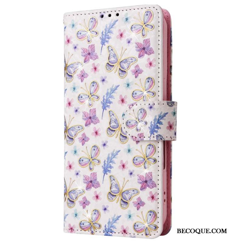 Housse iPhone 16 Plus Portefeuille Bloquant RFID Florale