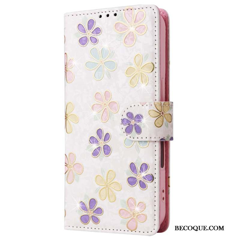 Housse iPhone 16 Plus Portefeuille Bloquant RFID Florale