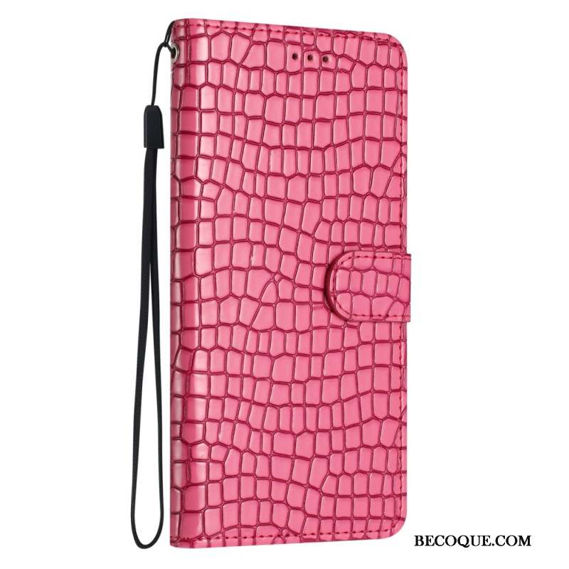 Housse iPhone 16 Plus Style Crocodile à Lanière