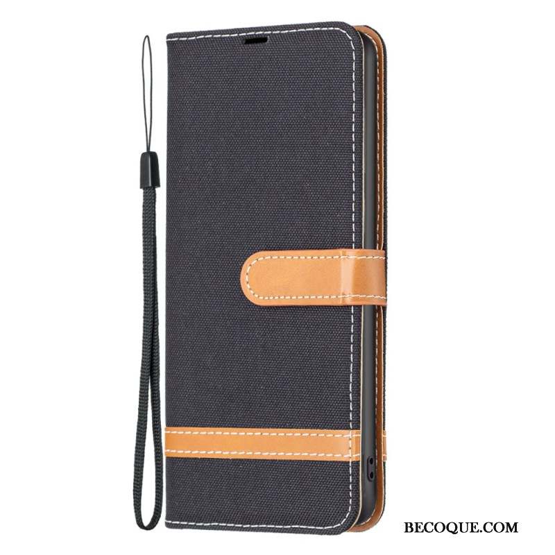 Housse iPhone 16 Plus Tissu Jeans à Lanière