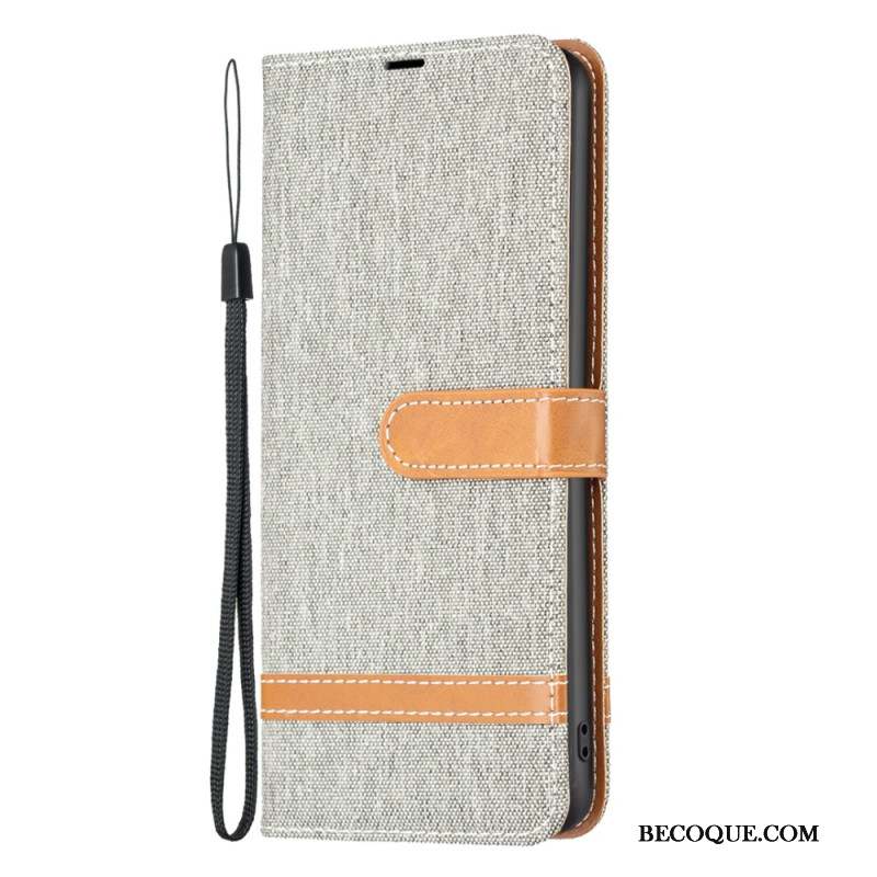 Housse iPhone 16 Plus Tissu Jeans à Lanière