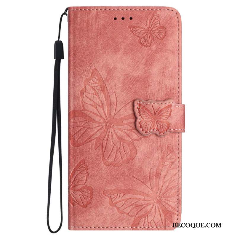 Housse iPhone 16 Portefeuille Motif Papillons