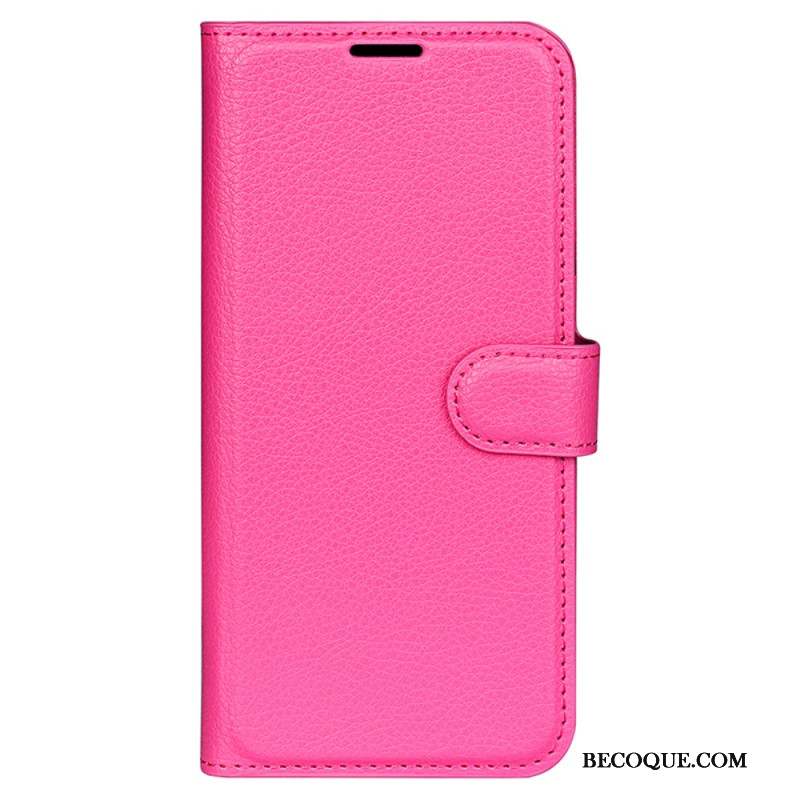 Housse iPhone 16 Pro Max Simili Cuir Litchi Classique