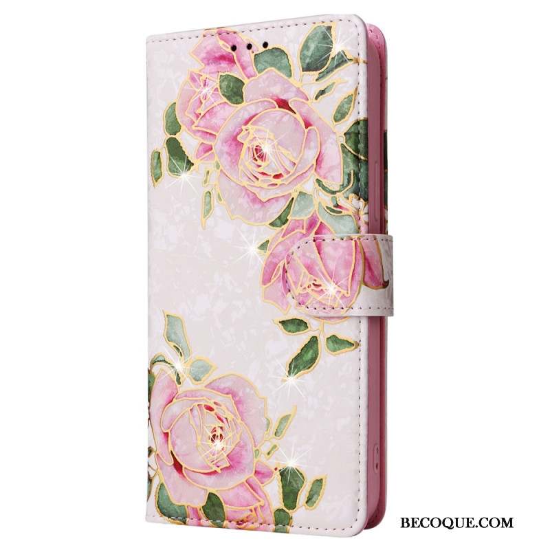 Housse iPhone 16 Pro Portefeuille Bloqueur RFID Floral