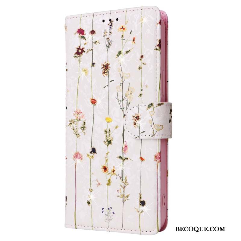 Housse iPhone 16 Pro Portefeuille Bloqueur RFID Floral