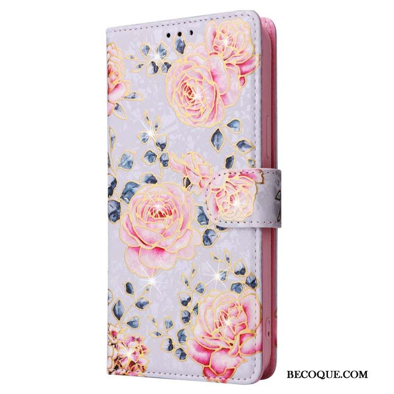 Housse iPhone 16 Pro Portefeuille Bloqueur RFID Floral