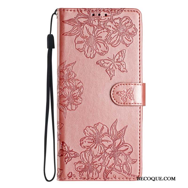 Housse iPhone 16 Pro Sakura et Papillons