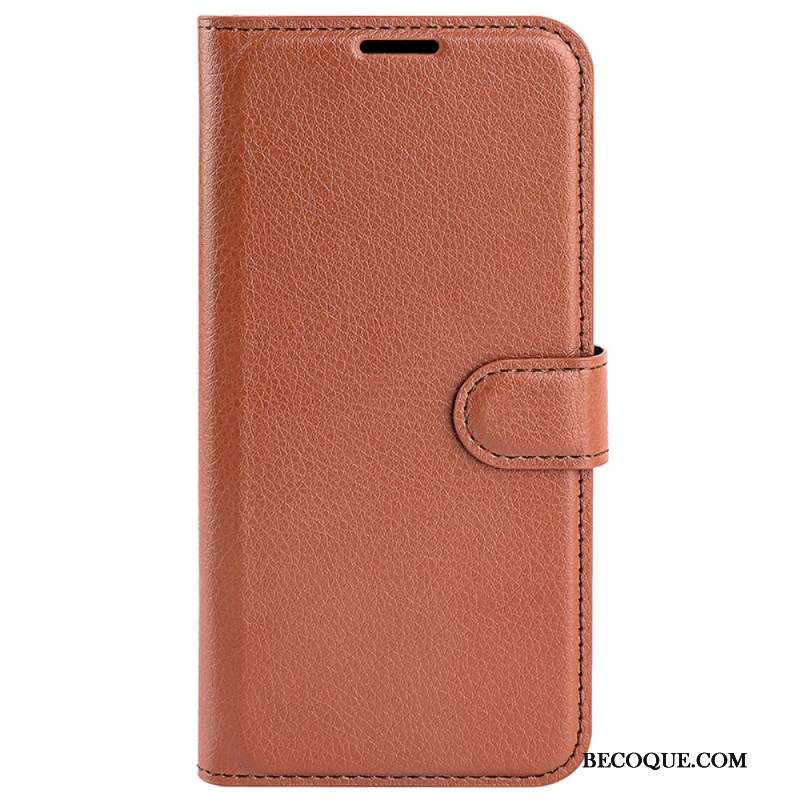 Housse iPhone 16 Pro Simili Cuir Litchi Classique