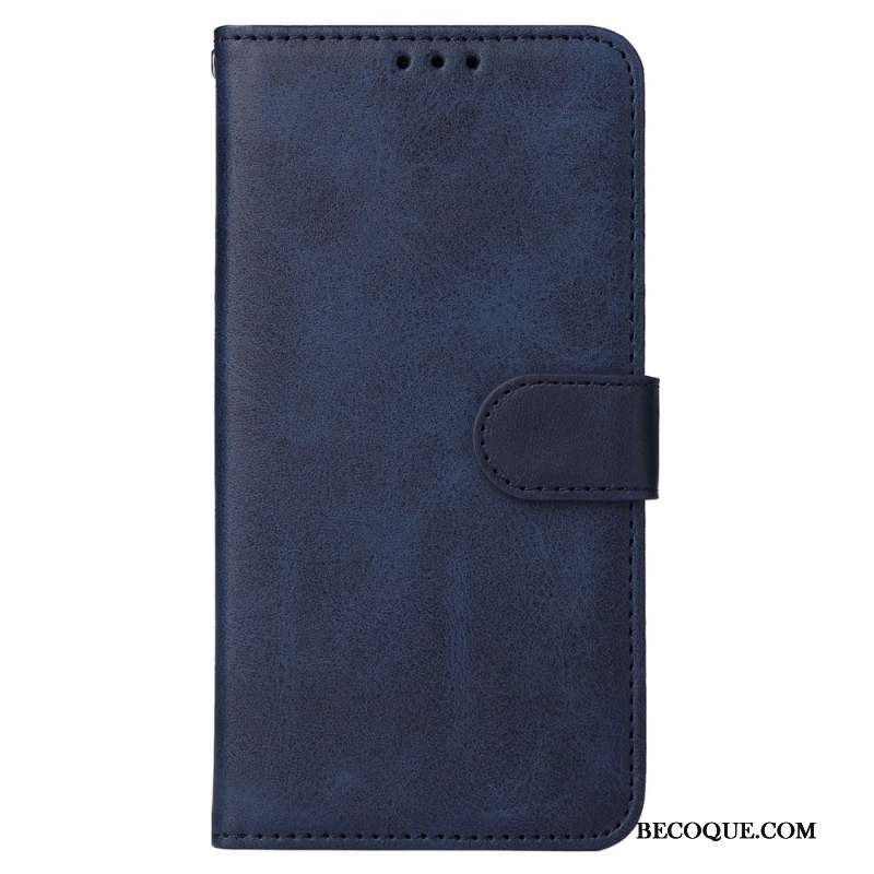 Housse iPhone 16 Style Cuir Uni à Lanière