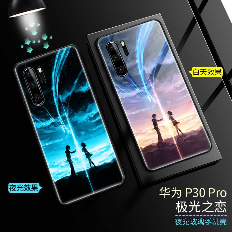 Huawei P30 Pro Tout Compris Blanc Lumineuses Verre Très Mince Coque De Téléphone