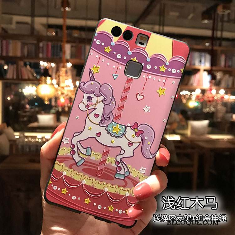 Huawei P9 Plus Personnalité Coque De Téléphone Dessin Animé Étui Silicone Rose