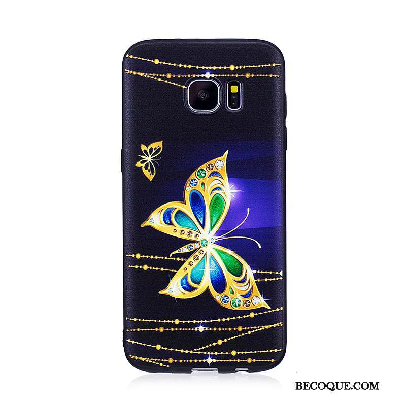 Samsung Galaxy S7 Edge Bleu Gaufrage Coque De Téléphone Étui Peinture Dessin Animé