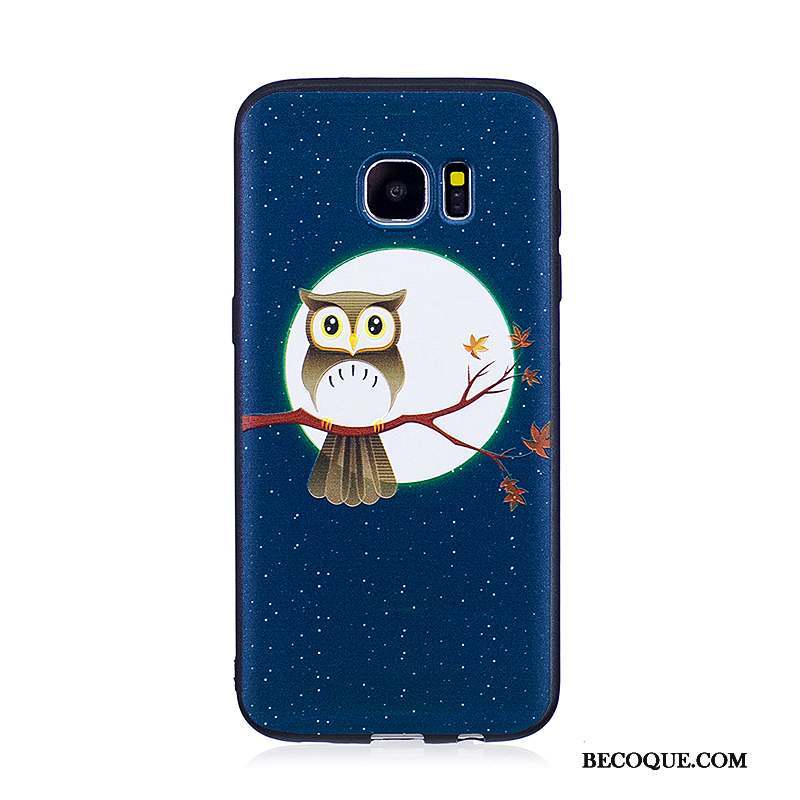 Samsung Galaxy S7 Edge Bleu Gaufrage Coque De Téléphone Étui Peinture Dessin Animé