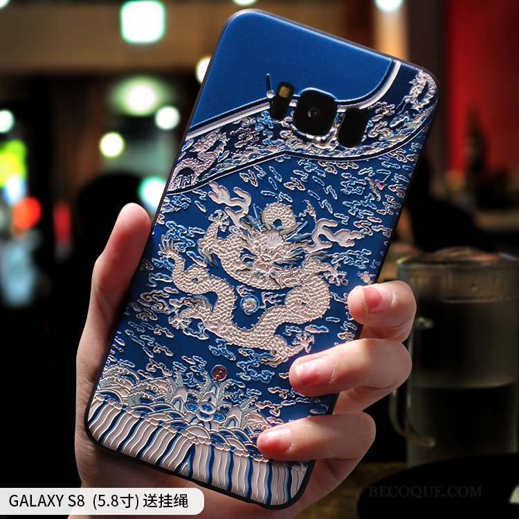 Samsung Galaxy S8 Coque Personnalité Bleu Tout Compris Créatif Silicone Incassable